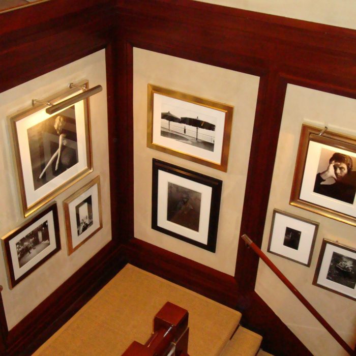 Ralph Lauren staircase decorated with photos