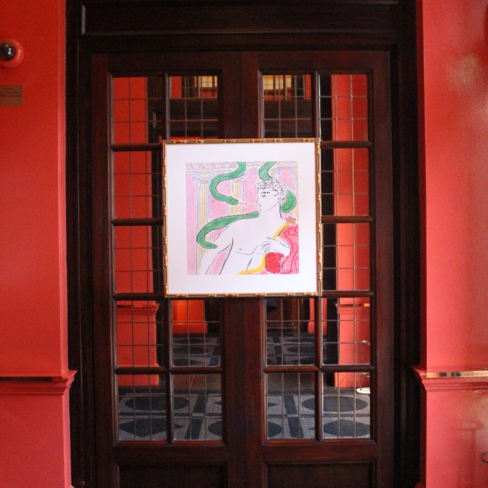 A drawing on the door