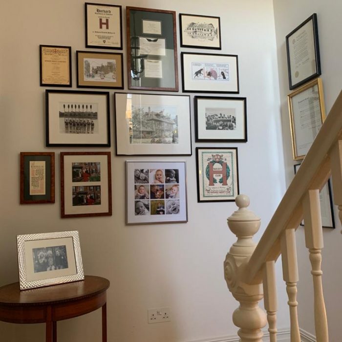 Framed pictures on a wall